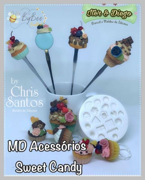 Molde de Silicone Acessórios Sweet Candy By Bee Crafted Col. Iter & Diego