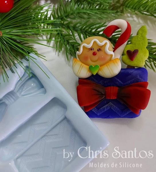 Molde Natal Vaso e Caixa de Presente com Laço